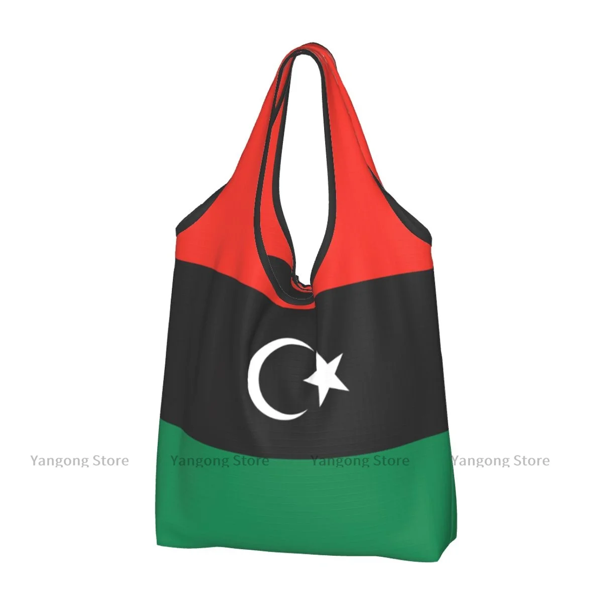 Shopping Bag Libya Flag Eco-friendly Folding Reusable Portable Shoulder Handbag for Travel Grocery Bag