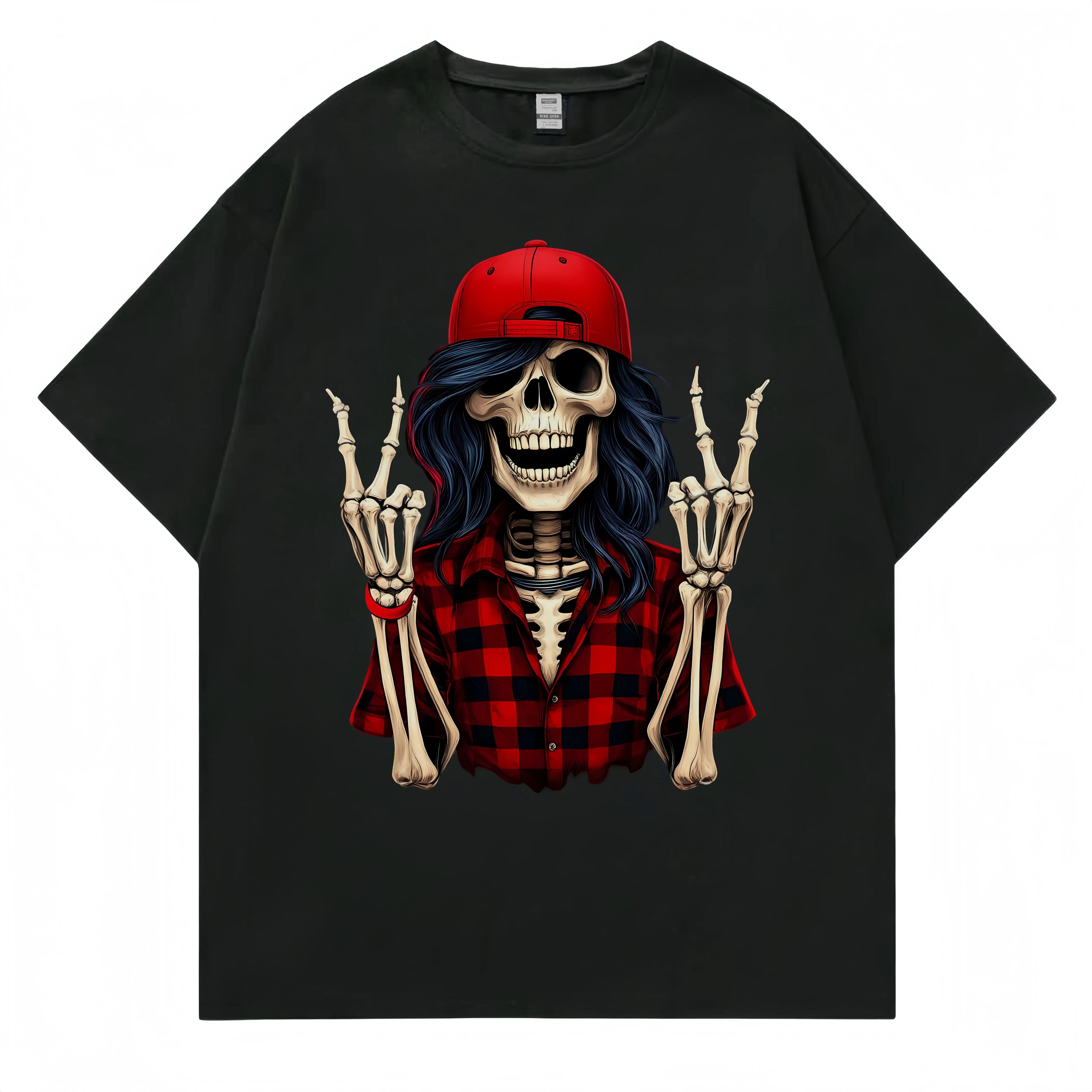 Zaelia camiseta feminina esqueleto rocker design casual wear para diário estilo rua camiseta gráfica verão moda topo