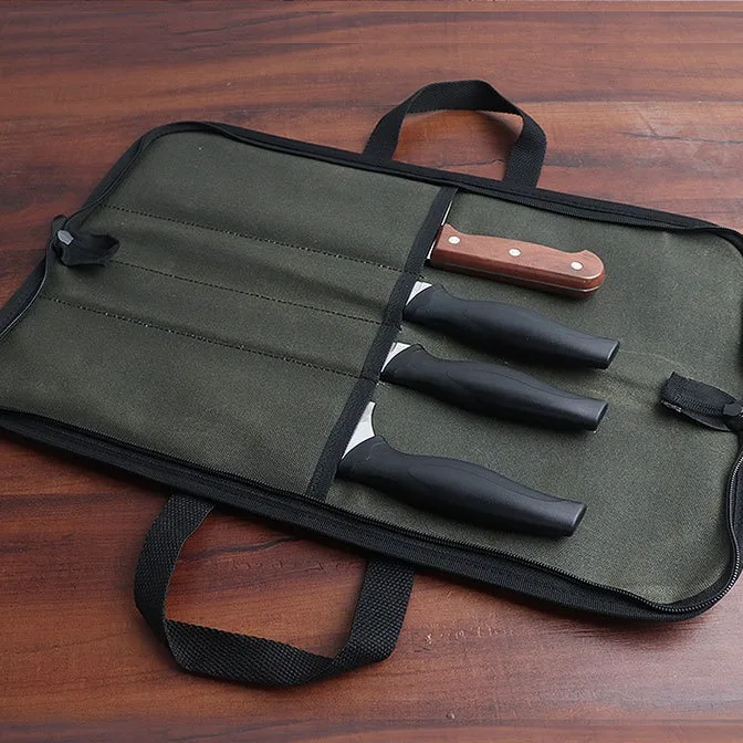 

Wear-resistant canvas hand-held durable knife bag that can hold 4 storage bags, catering training knife hand-held tool kit