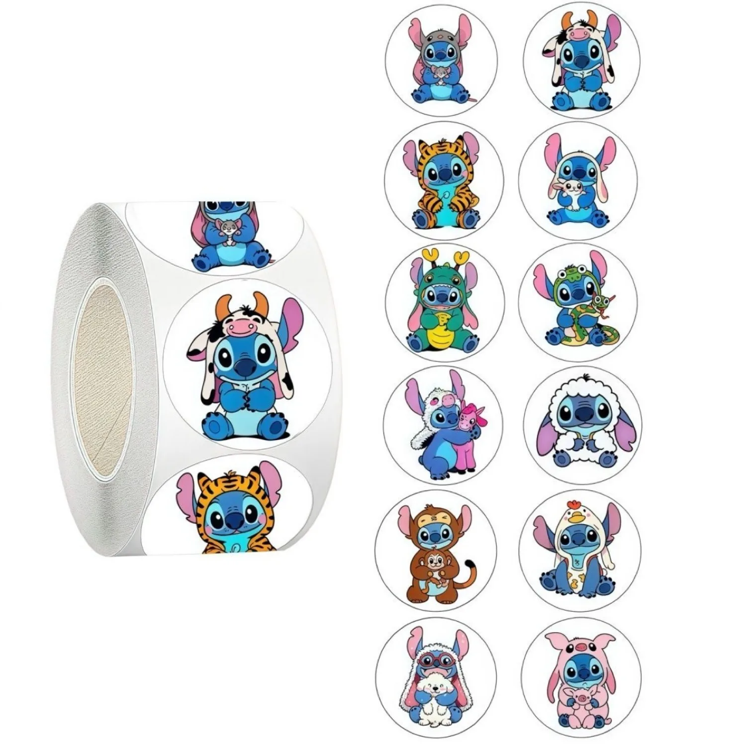 500 Uds., tema de Lilo & Stitch, pegatinas en rollo, pegatinas creativas de escultura de arena, pegatinas decorativas DIY divertidas de dibujos animados, juguetes para niños