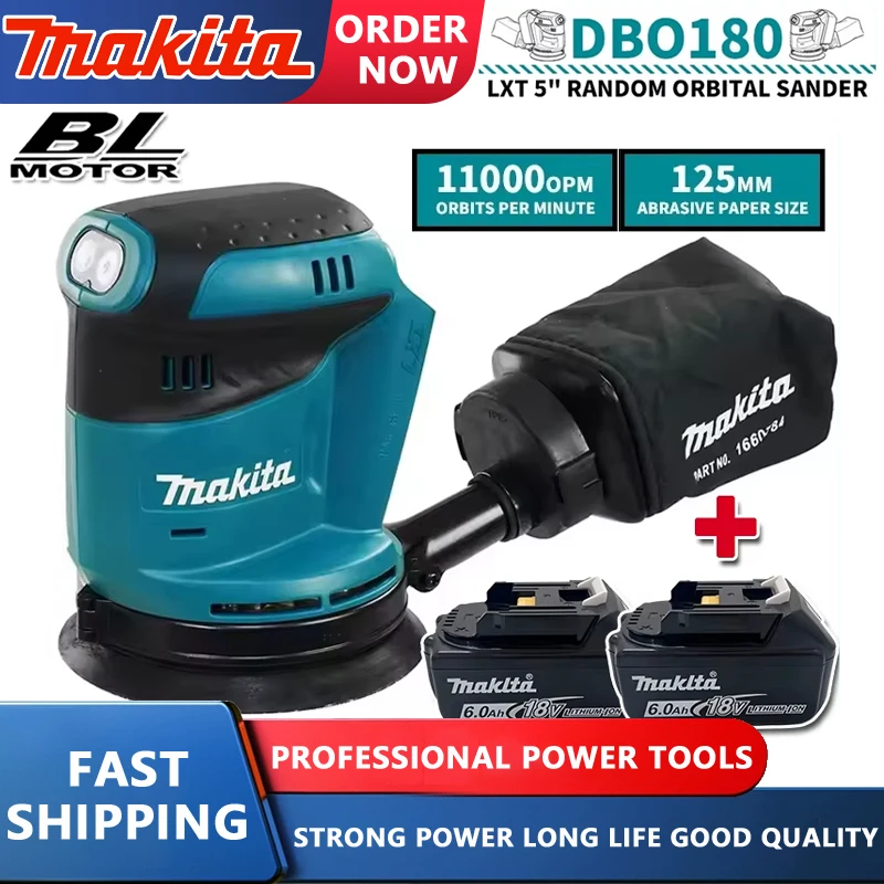 Makita DBO180Z 18V Brushless Cordless Rechargeable Disc Random Orbital Sander Woodworking Sanding Putty Polishing Bare Tool