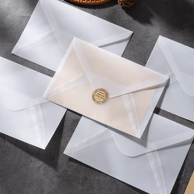 20PCS/Lot Custom Semi-transparent Sulfuric Acid Paper Envelopes For DIY Postcard Card Storage Wedding Invitation Gift Packing