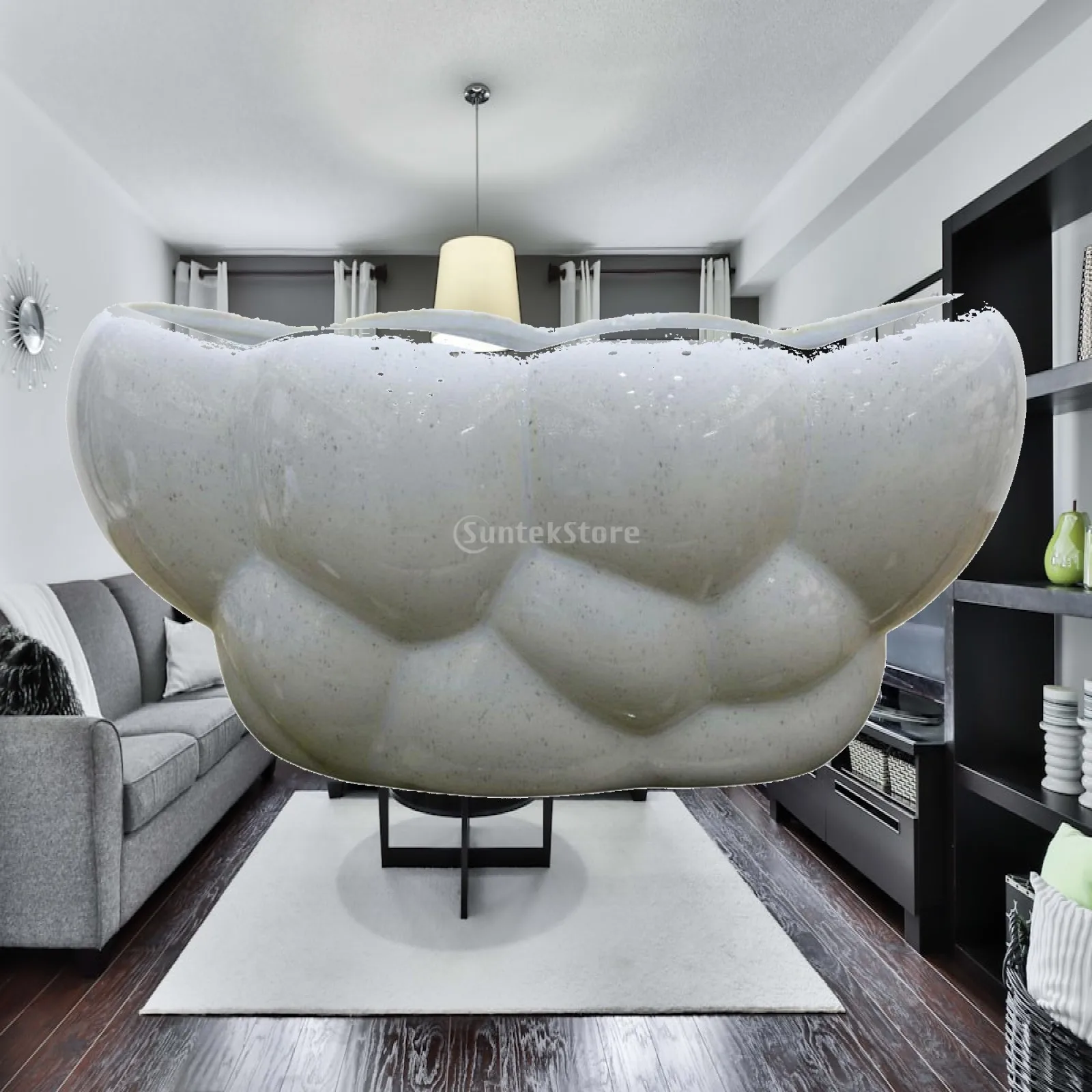 Ceramic Flowerpot Modern Billowing Shape Planter for Indoor Plant Decor Waterproof Home Office Vase
