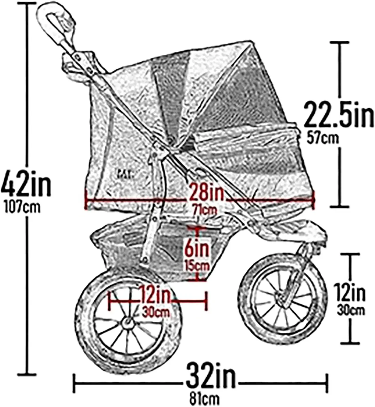 Pet Gear No-Zip AT3 Pet Stroller for Cats/Dogs, Zipperless Entry, Easy One-Hand Fold, Jogging Tires, Removable Liner, Cup Holder