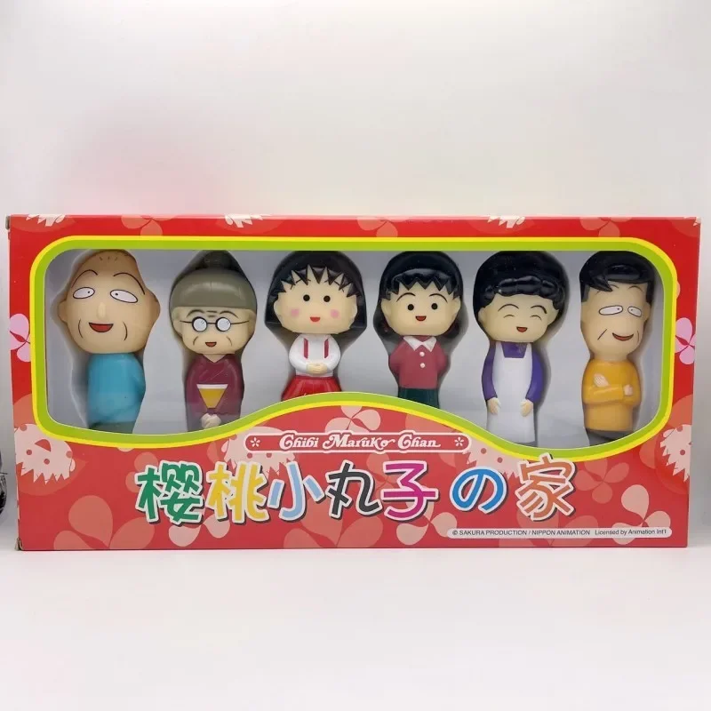 Anime Chibi Maruko Chan Dad Mother Family Pvc Action Figures bambole modelli di cartoni animati regali studenti Kawaii Hobby Toys ornamenti