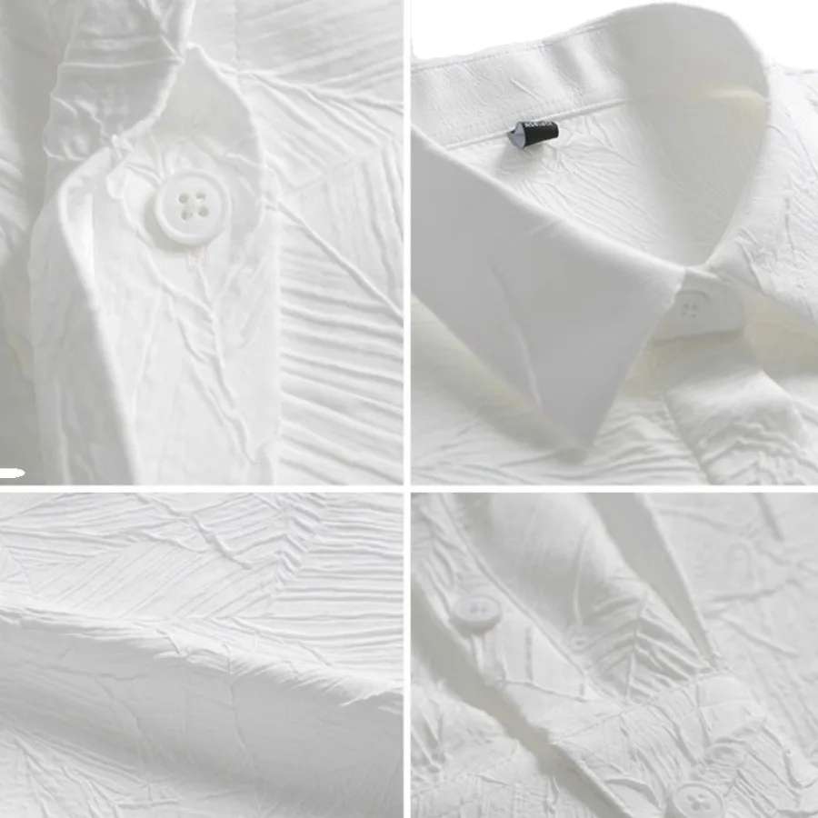 Camisa jacquard casual solta masculina francesa jovem e elegante top coreano bonito