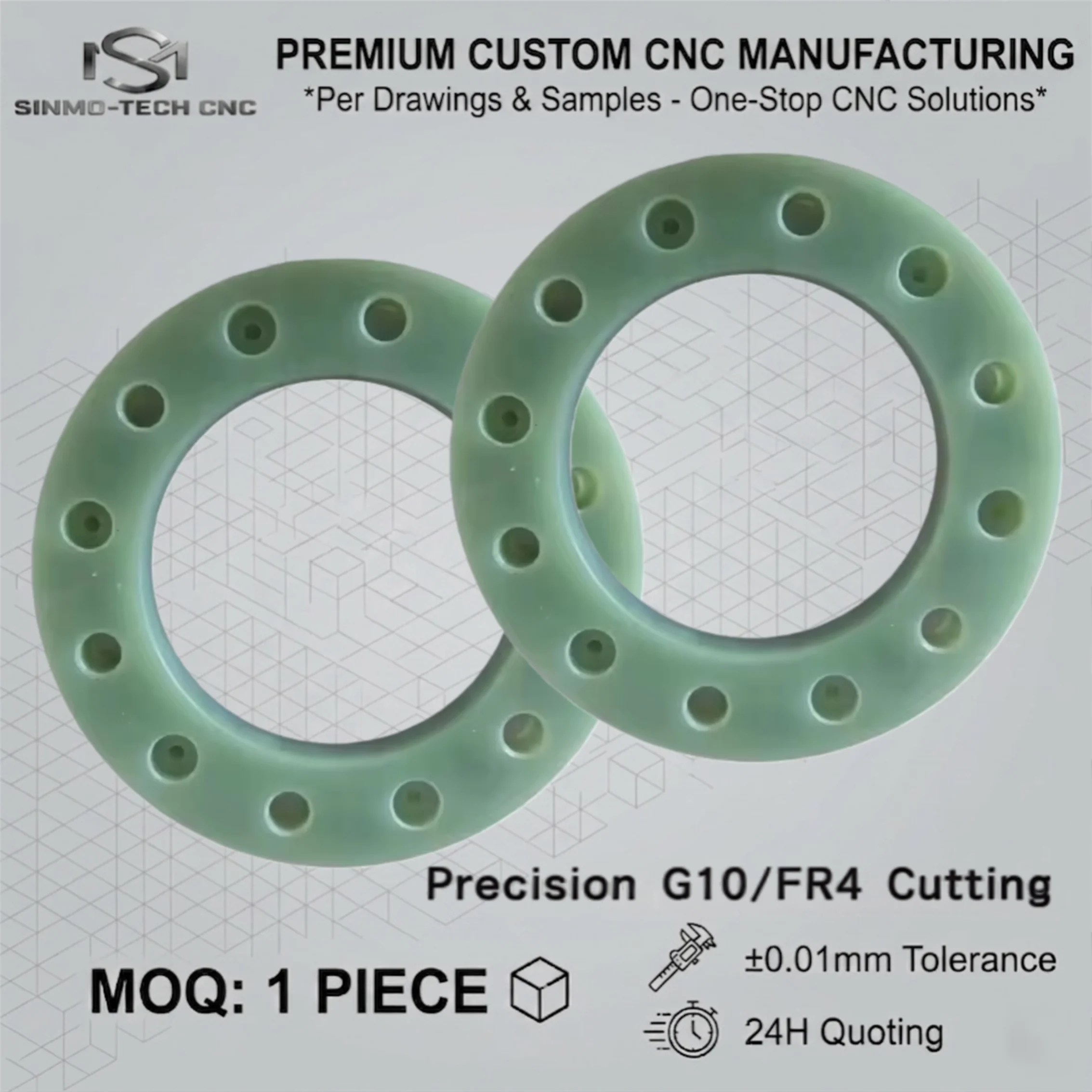 CNC Machining FR4 G10 Insulating Spacer Board Custom Epoxy Glass Fiber High Temperature Terminal Plate Component 1pc