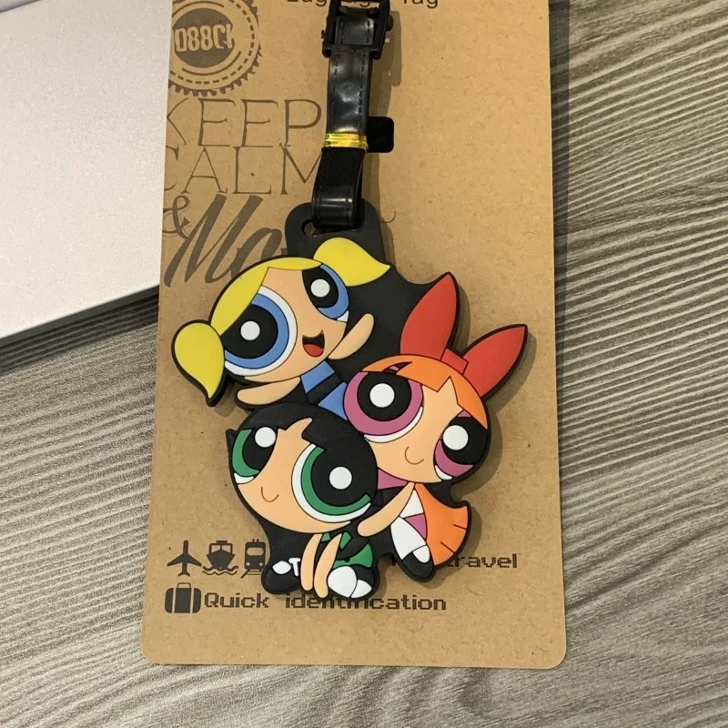 Powerpuff الفتيات الكرتون إكسسوارات السفر علامة الأمتعة هلام السيليكا حقيبة معرف Addres حامل الأمتعة الصعود العلامة المحمولة التسمية