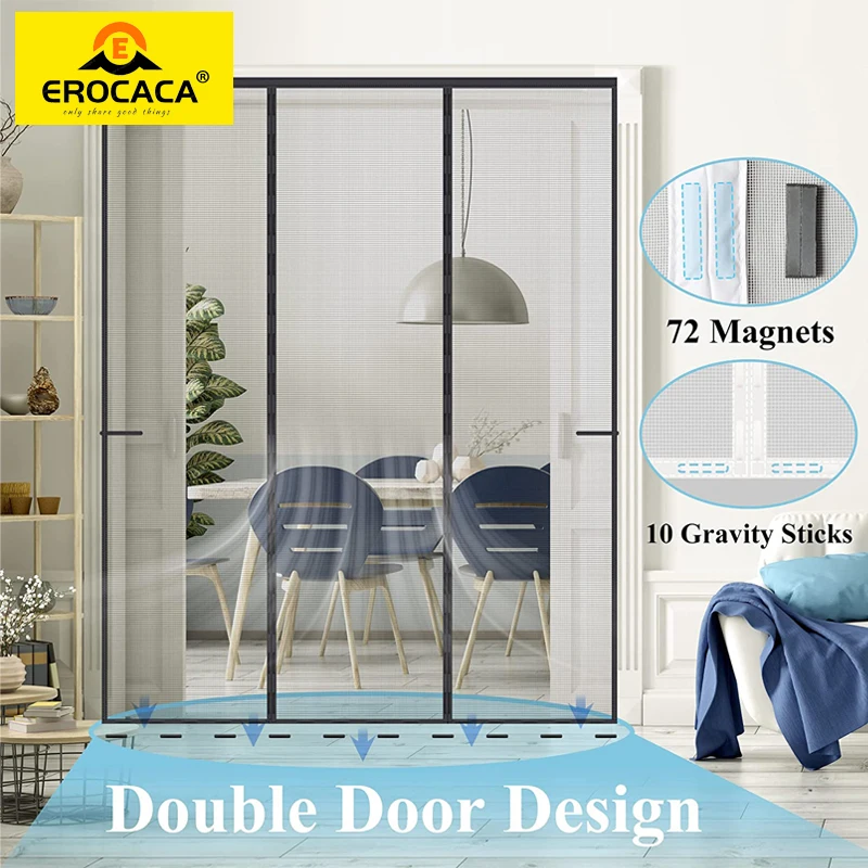 EROCACA Magnetic Door Curtain,Anti-mosquito And Insect-Proof Automatic Closing Invisible Gauze ,Large-Size Custom Door Curtain