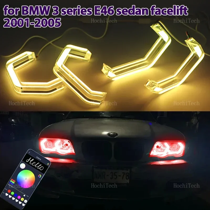 

RGB colorful Angel Eyes Rings Led M4 style APP control Car Headlight DRL forBMW 3 series E46 sedan facelift 2001-2005