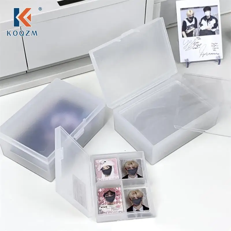 Caja de almacenamiento esmerilada multifuncional a prueba de polvo, organizador de fototarjetas, mangas, película pequeña para clasificación de tarjetas, caja abatible, almacenamiento de joyas