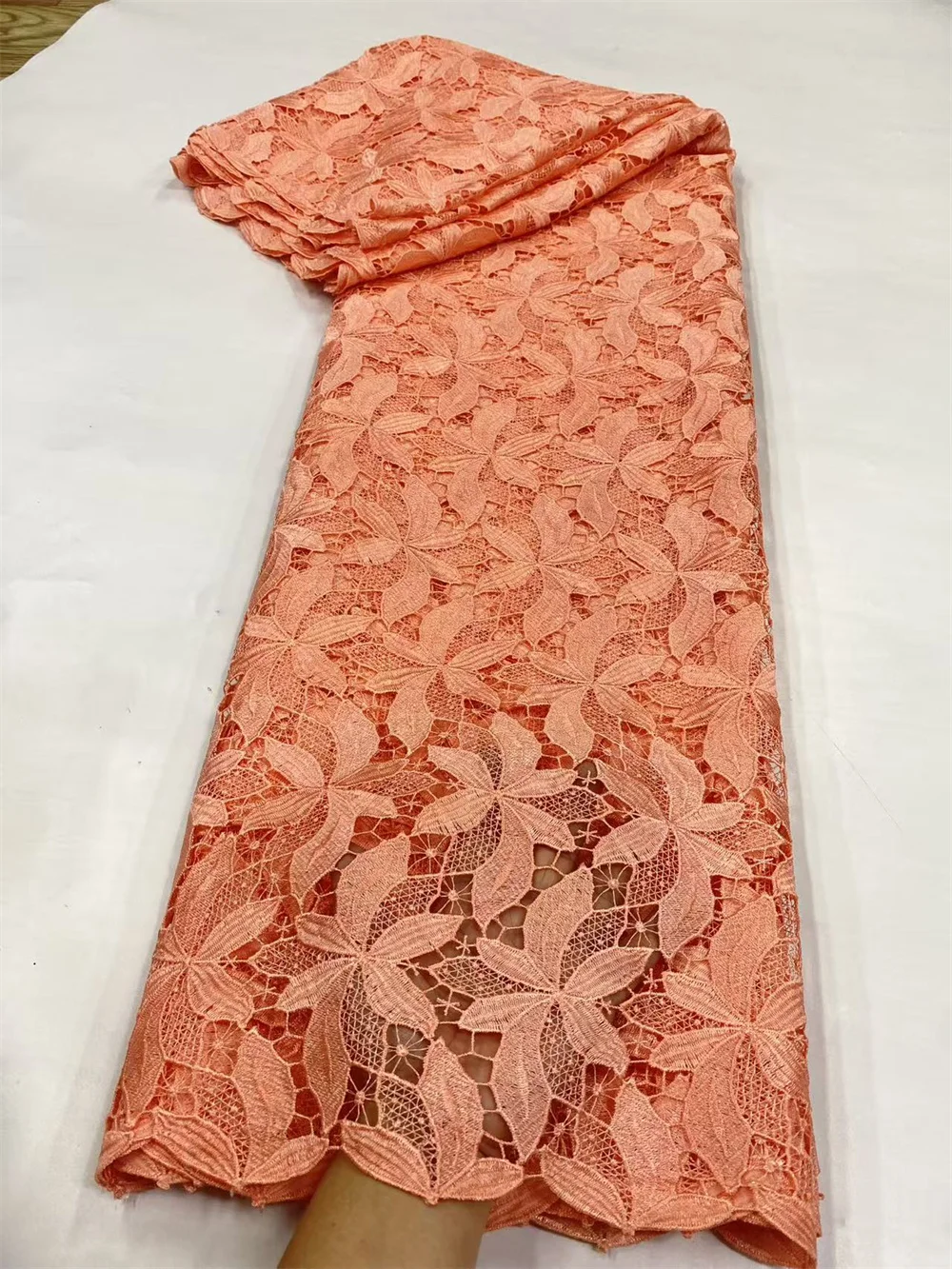 

Luxury Laces On Sale 5 Yard Peach Cord Lace Fabrics Quality 2025 African Lace Fabric Fabrics For Sewing Weddings Dresses A1273-1