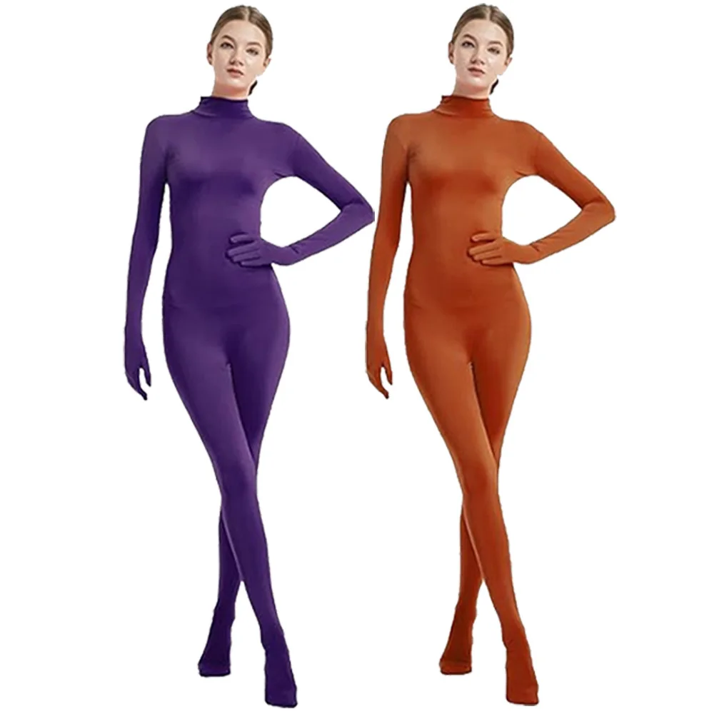 Traje ajustado zentai para mujer, traje de gimnasia, mono de color sólido para actuación en escenario, baile de manos y pies, todo incluido