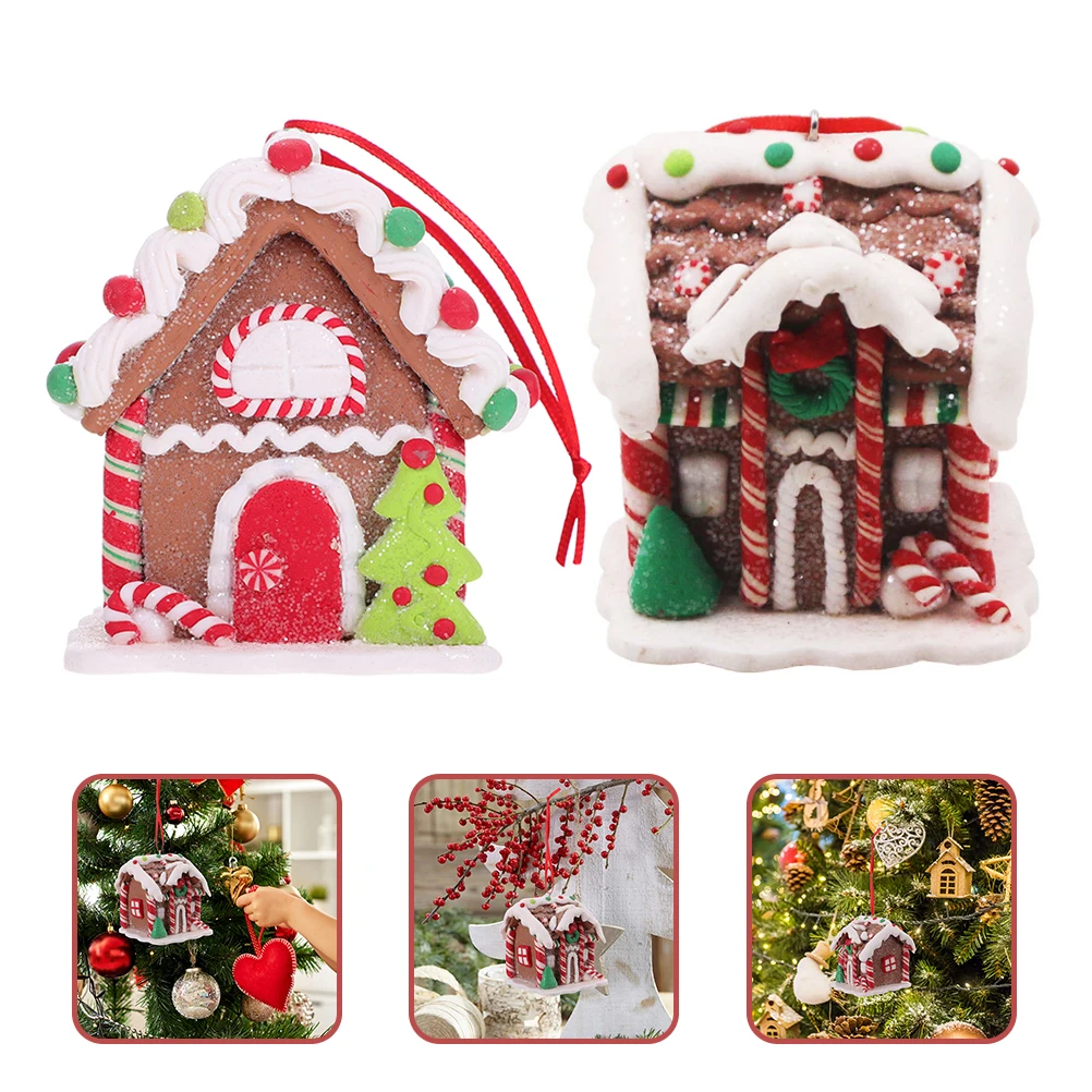 

2Pcs House Decorations Christmas Gingerbread Hanging naments Xmas Tree Decor Accessories Indoor Festive Pendants