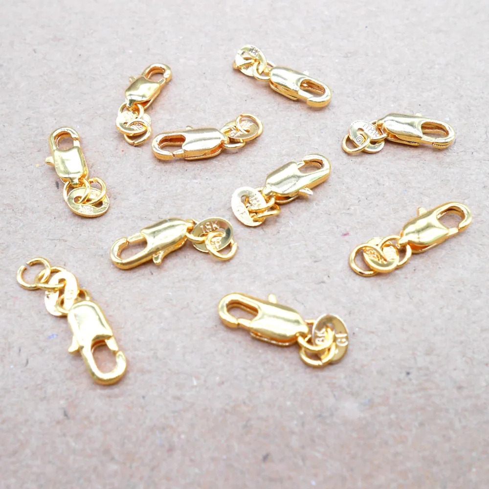 Free Shipping 20Pcs  Yellow Gold Filled Lobster Clasp GF Connecter Lin Jewelry Necklace Bracelet 18KGF Stamped Tag