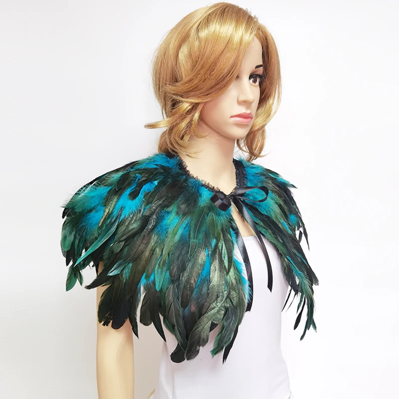 Three-layer Feather Shrug Shawl Feather Shoulder Wrap Cape Jacket Feather Costume Halloween Rave Party Cosplay Filming Props