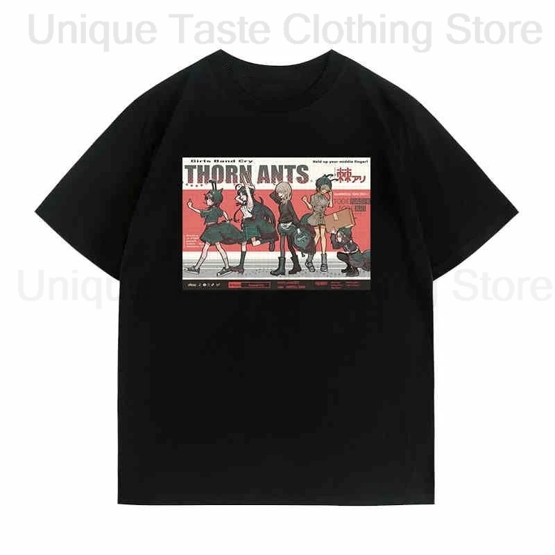 Anime MÄDCHEN BAND CRY T Hemd Rupa ISERI NINA KAWARAGI MOMOKA Cartoon Print T-shirt Mode Männer Frauen Baumwolle Kurzarm T Top