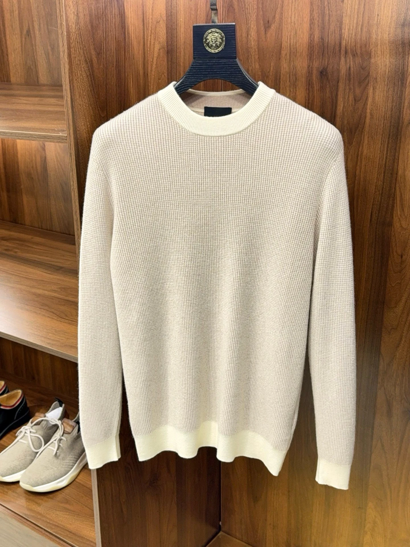 نمط المال الإيطالي القديم، سترة محبوكة من صوف الكشمير برقبة دائرية دافئة مكدسة #6