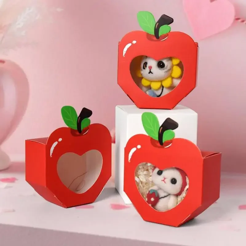 10 stuks Apple Window Candy Dozen Hart Winow Geschenkdoos Mini Rode Snack Zoete Papierhouder Voor School Verjaardag Bruiloft Gunst