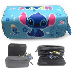 Disney simpatico astuccio per matite Stitch astuccio per matite con cerniera a doppio strato di grande capacità borsa per cancelleria per studenti regalo di apprendimento