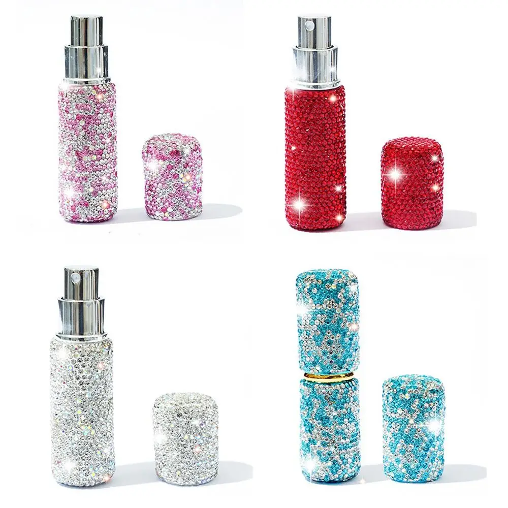 Botella de Perfume de 10ml, botellas recargables portátiles con diamantes de imitación, contenedor de almacenamiento vacío de vidrio, herramienta de maquillaje