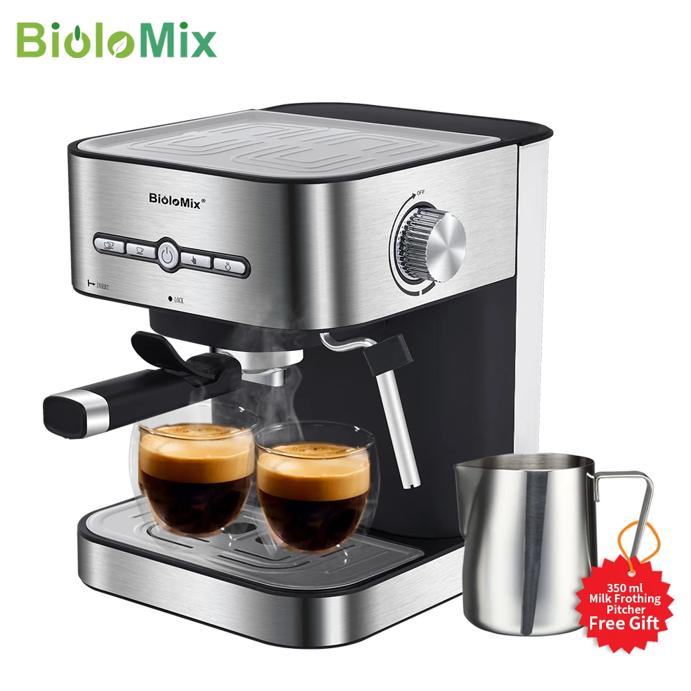 BioloMix 20 Bar Coffee Maker Espresso with Milk Frother Wand for Cappuccino, Latte, Mocha, Machiato, For Home Barista