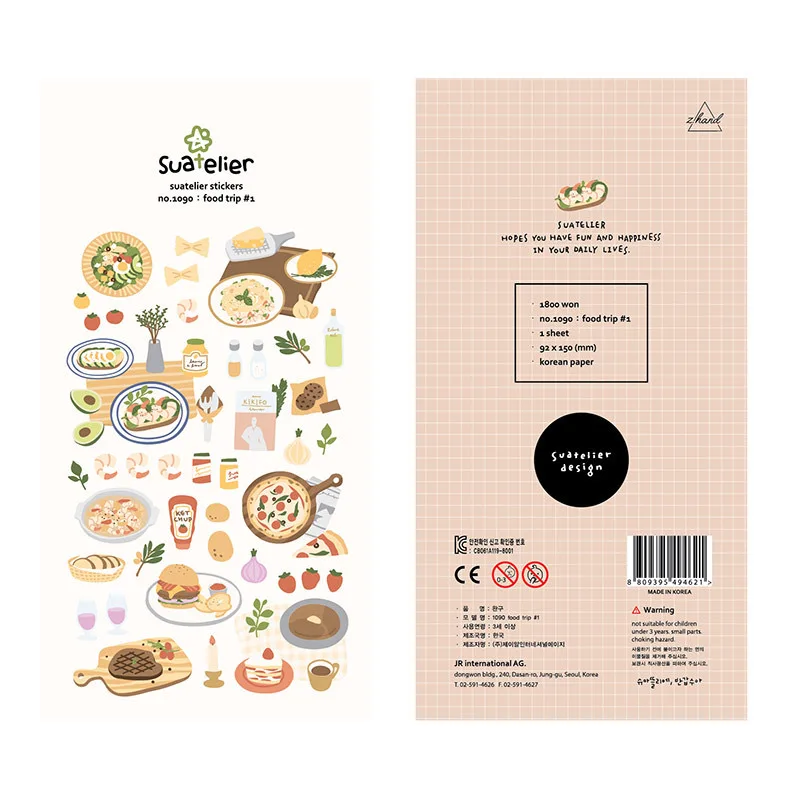 Korean Import Suatelier Brand Flower HGYYE Food Cartoon Stickers Scrapbooking Diy Journal Stationery Sticker Deco Aesthetic Gift