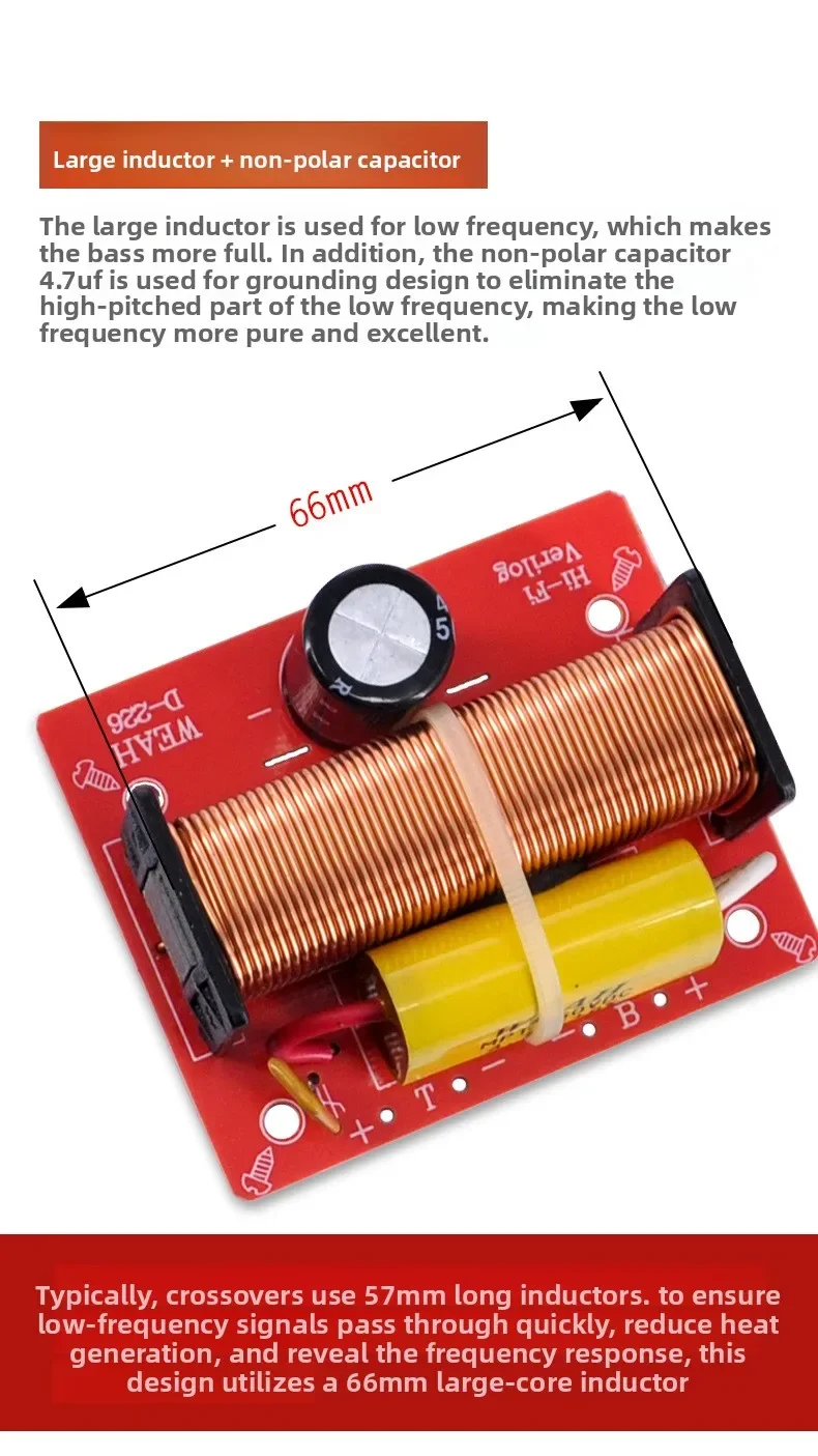 MW Audio 10 Stück 100W 2-Wege-HiFi-Lautsprecher-Frequenzweiche, Hoch-/Tiefpass-Teiler für Lautsprecher-Upgrade – Detail 2