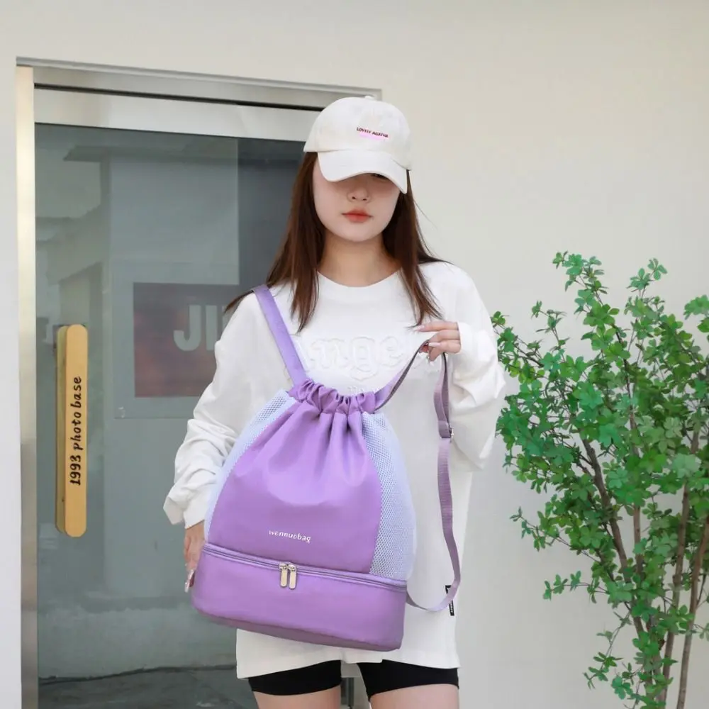 Durable Fashion Oxford Drawstring Backpack Casual Cinch String Fitness Bag Large Capacity Lightweight Sports Gym Bag Women