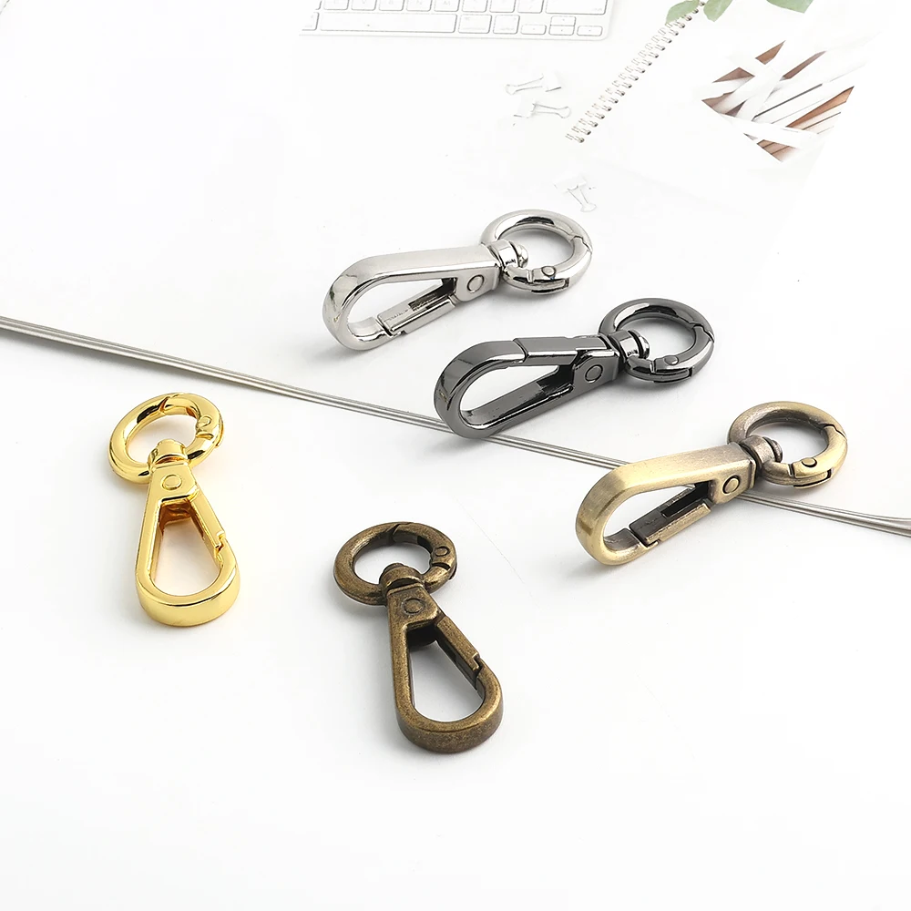 10/30/100PCS Inside:12mm Open Metal Carabiner Snap Hook Trigger Clasps Clips Swivel O-ring For Bag Strap Keychain Accessories