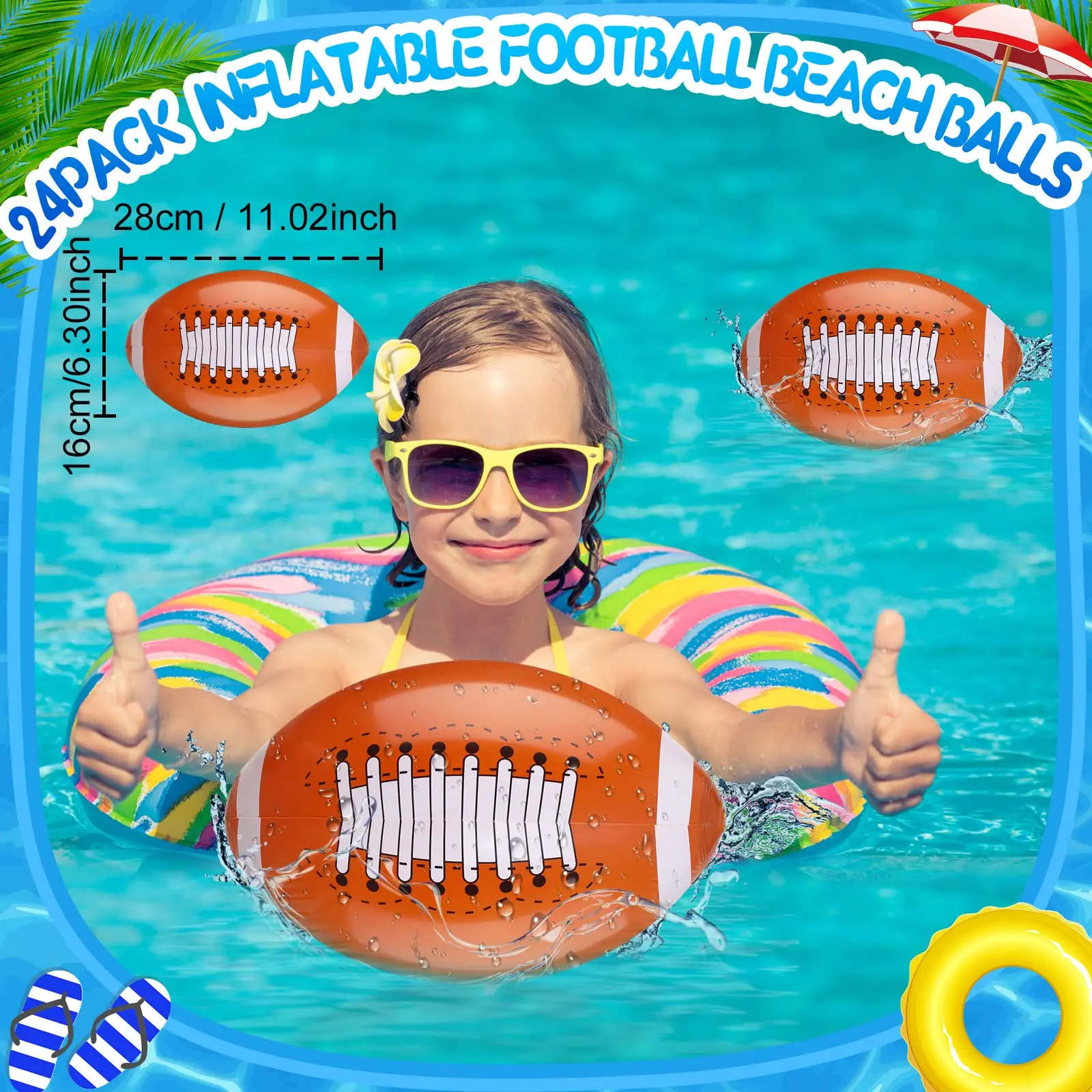 Opblaasbaar Voetbal Voor Kind, 16 "Opblazen Voetbalfeest Supplie Strandspeelgoed Strandwaterspel Strandvoetbaldecor