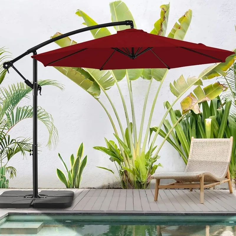 

Patio Offset Umbrella Outdoor Cantilever Umbrella Hanging Umbrellas, 24 Month Fade Resistance & Water-repellent UV Protection