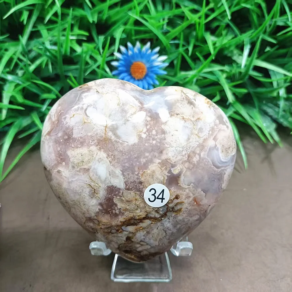 Natural quartz crystal cherry agate heart decorative item for home decoration