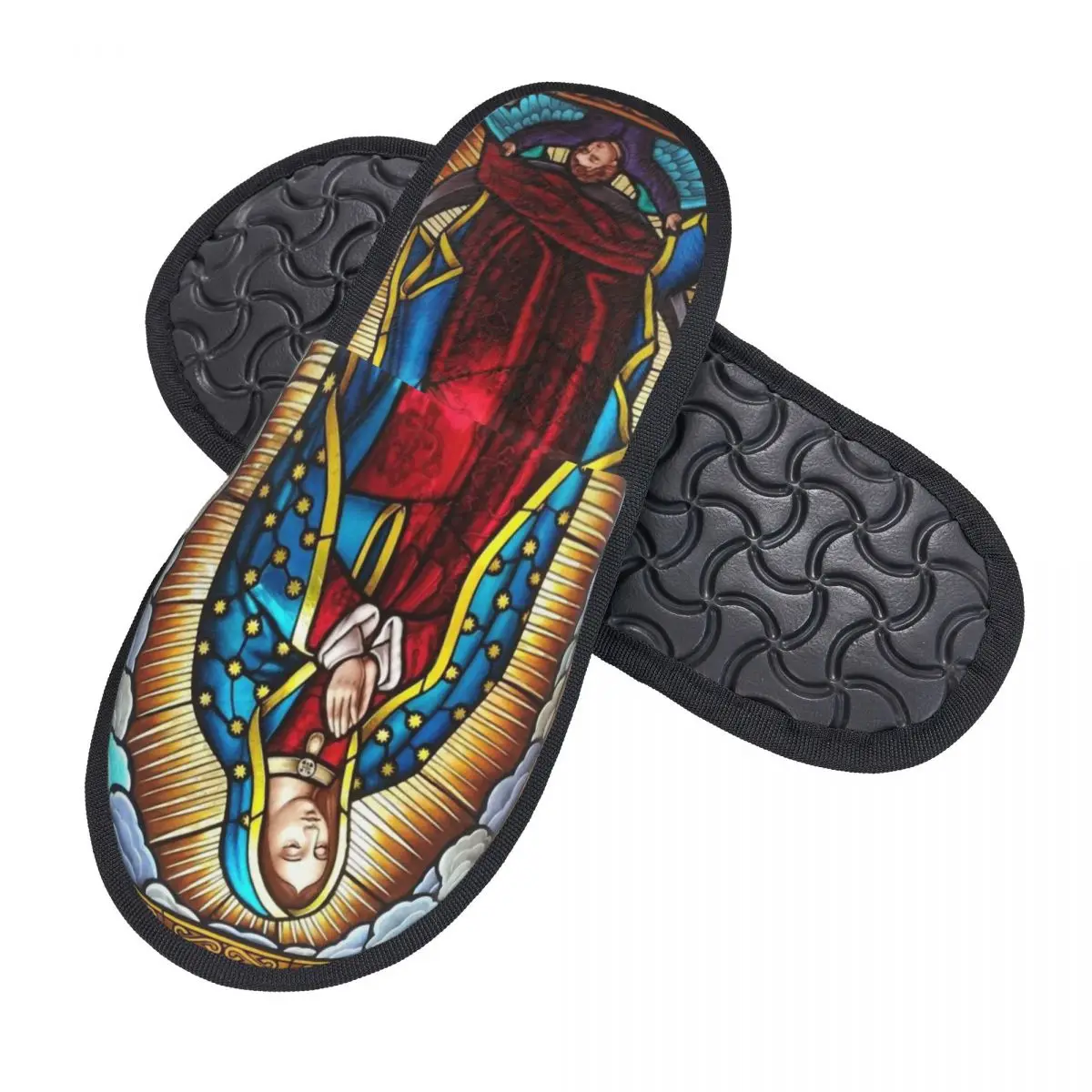 3D printing Men Women Furry Indoor slippers,Lady Of Guadalupe Virgin Mary fashion special Anti-skid Slippers