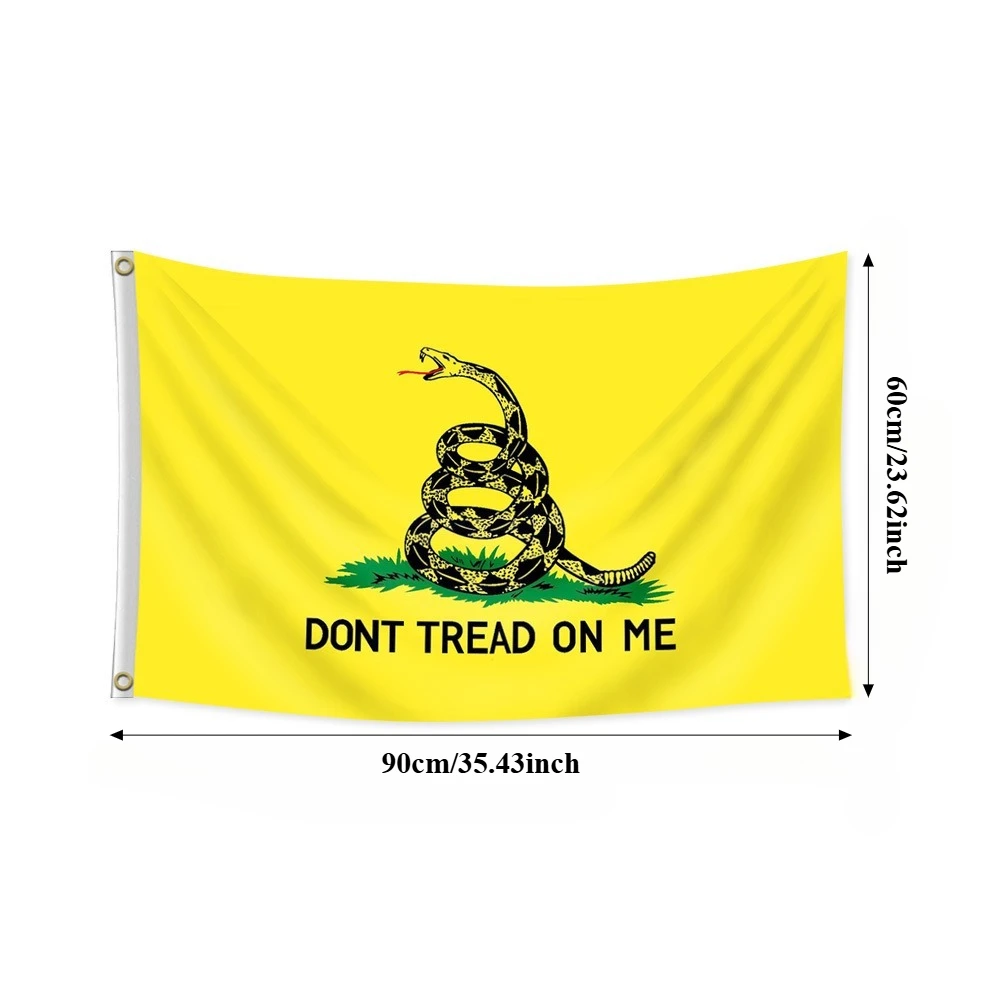 1pc Don't Tread on Me Flag, 60x90cm / 90x150cm, Single-Sided Printed Durable Polyester Banner with 2 Grommets, Vivid Colors