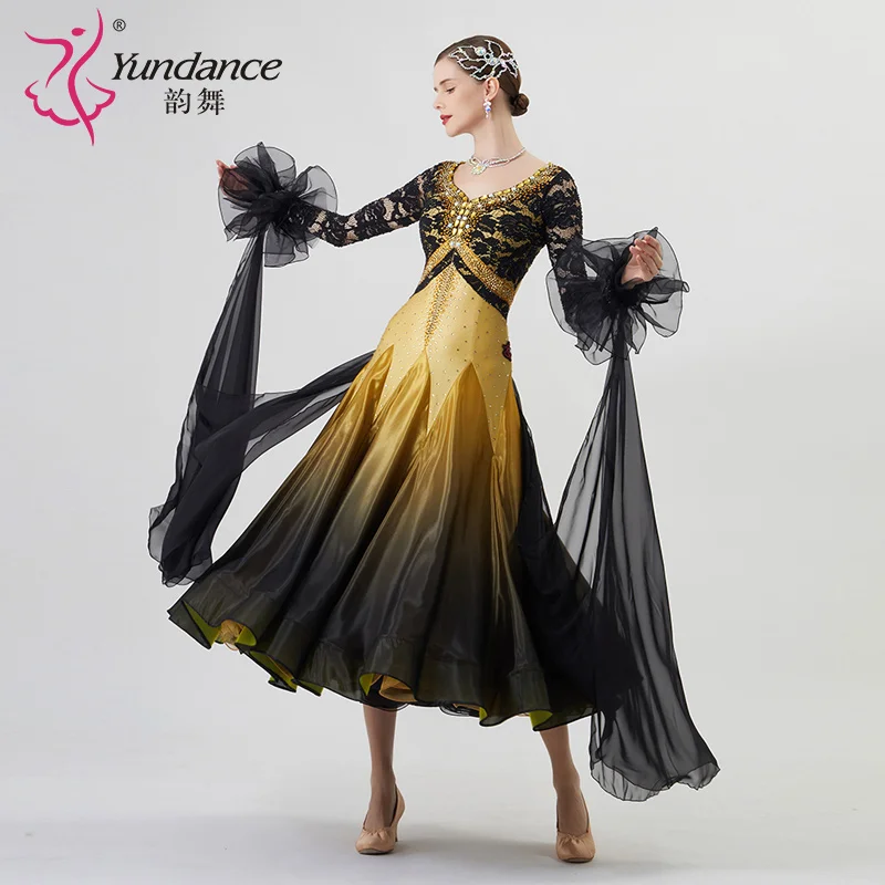 

B-2233 Custom New International Standard Ballroom Dance Dress High Quality Pearl Silk Ballroom Dance Dresses for Sale