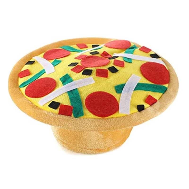 Funny Pizza Hat,Fun Halloween Costume Accessory,Pizza Party Supplies Decorations,Crazy Silly Hat with Felt Toppings