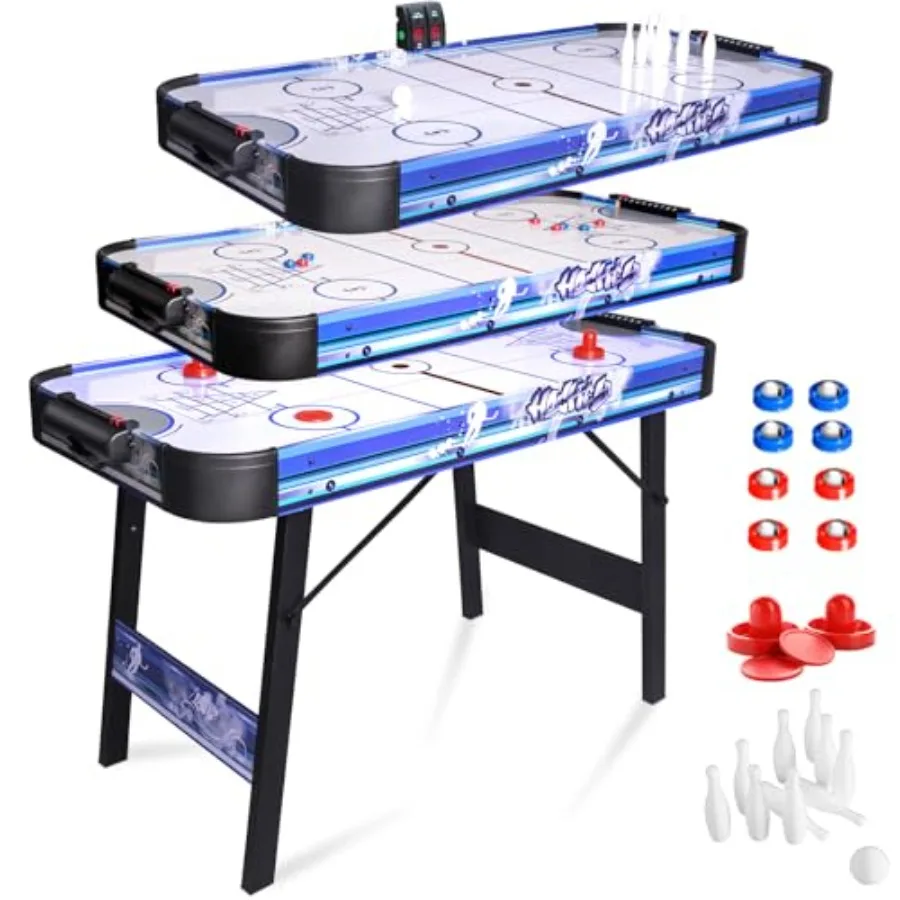 

Foldable 4ft Air Hockey Table 48 inch Indoor Electric Hockey Game with 2 Pucks 2 Pushers Shuffleboard Bowling Powerful 12V Moto