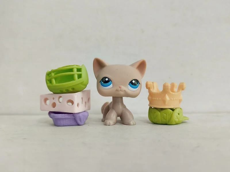 Littlest Pet Shop Figure LPS Pink Cat #228 W/5pcs Accessories for kid Toy