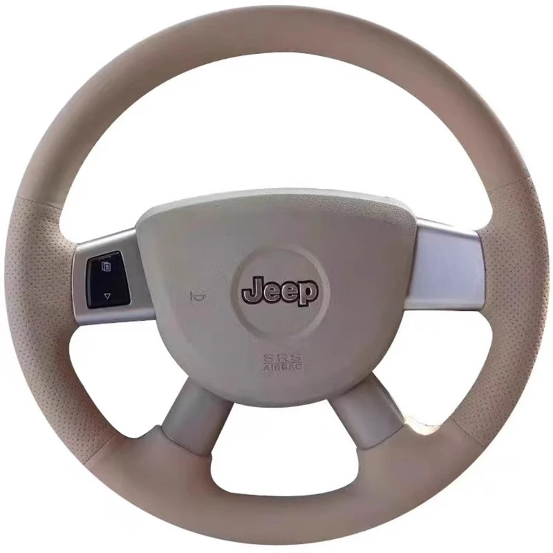 Hand-Stitched Genuine Leather Car Steering Wheel Cover for Jeep Commander XK Grand Cherokee III Cherokee IV KK 2008-2010