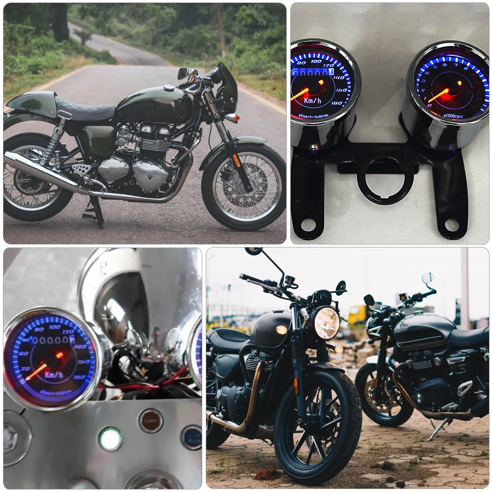 

Motorcycle Instrument LED Meter Gauge with Bracket Universal Speedometer Odometer for Tachometer