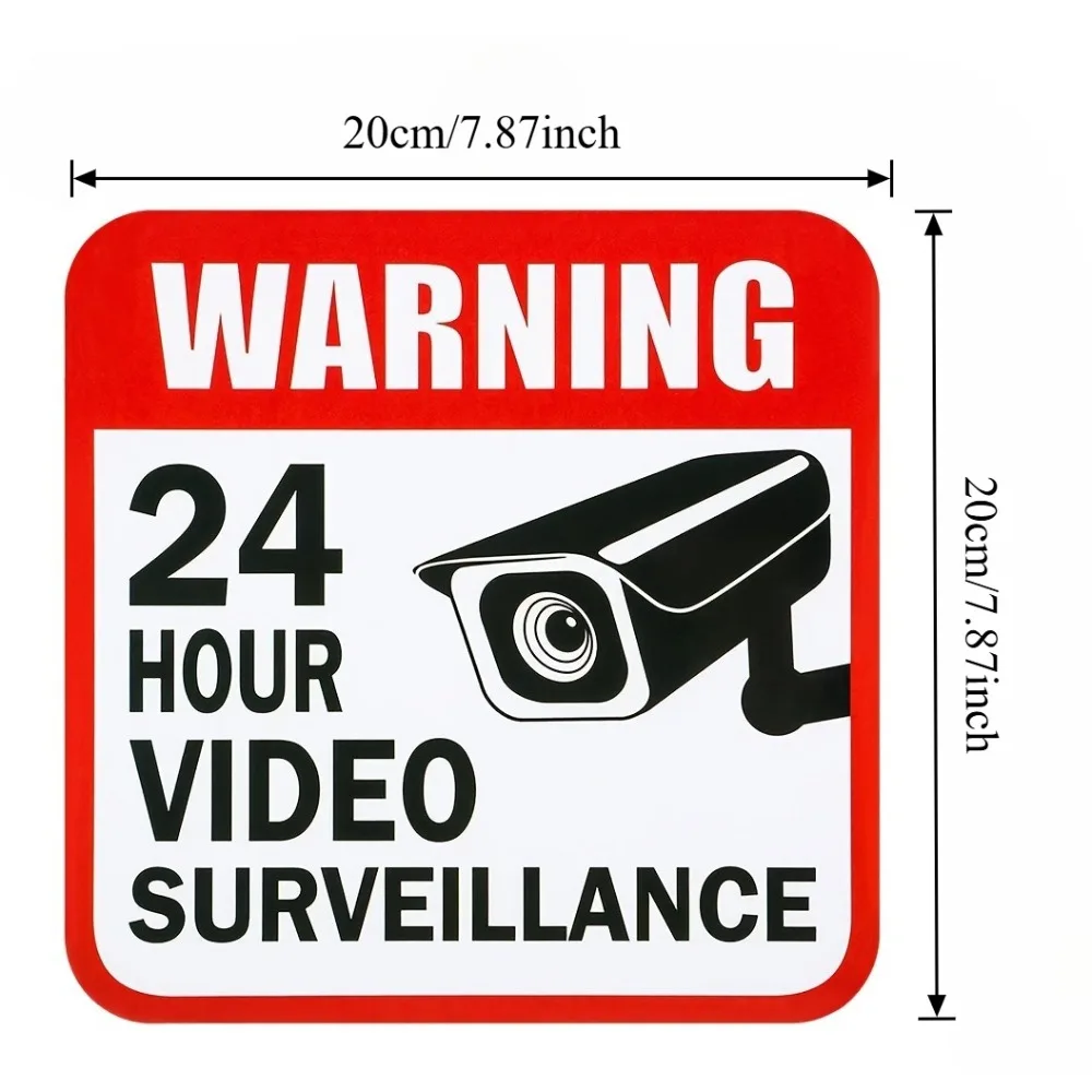 24 Hour Security Warning Aluminum Plaque, Surveillance Alarm Anti-Theft Sign, Wall Decor for Door, Window, Shop & Home