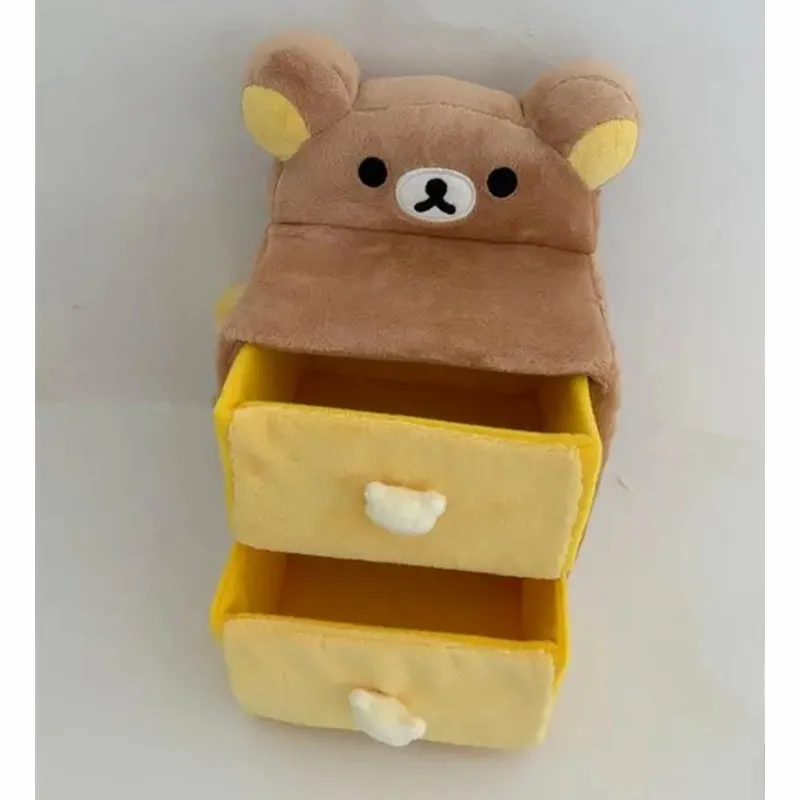 

New Cute Anime Rilakkuma Bear Plush Desktop Storage Cabinets Kids Girls Stuffed Make up Bags Cosmetic Case For Women