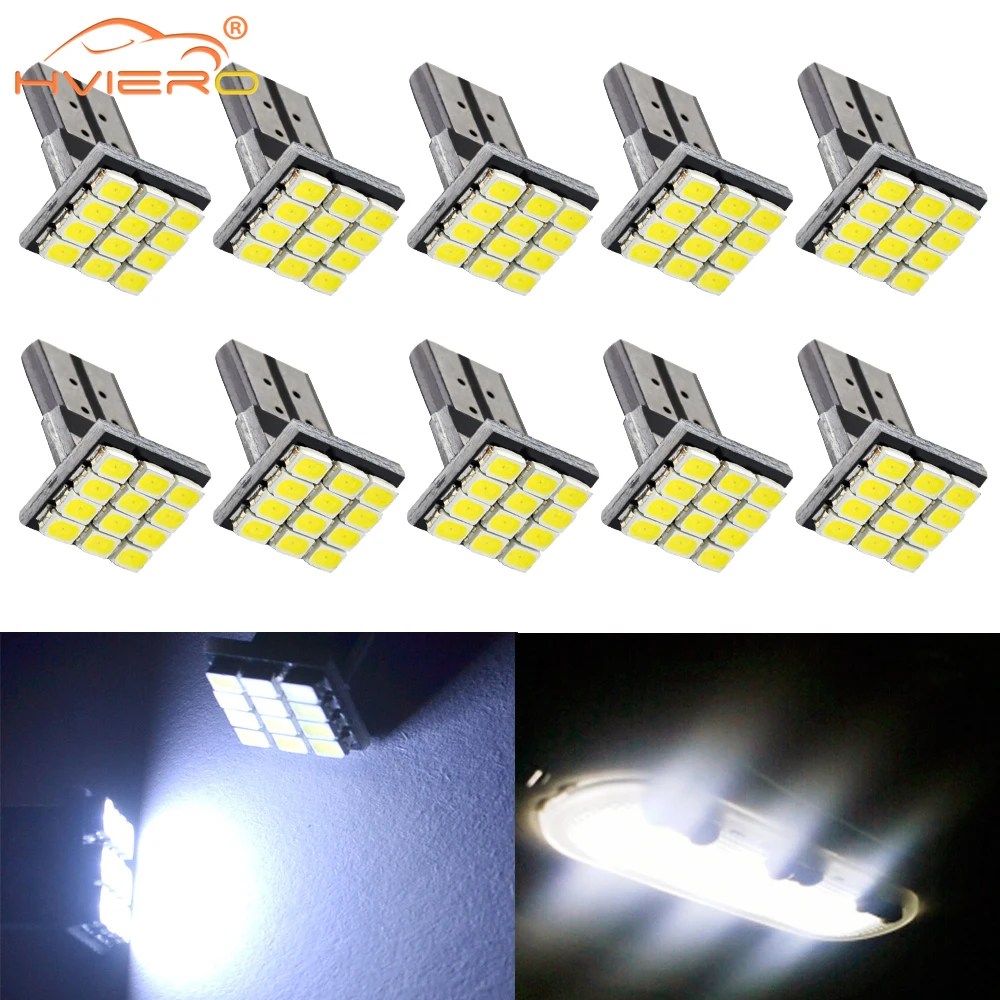 

10PCS T10 W5W Canbus 1206 12SMD Led DC 12V Vehicle Tail Dashboard Reverse Parking Lights Side Marker Lamping Wedge Corner Bulbs