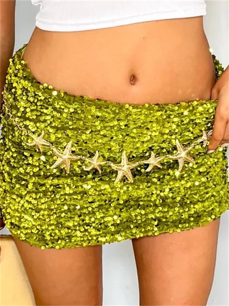 

CHRONSTYLE Sexy Sequined Mini Skirts Women Fashion Party Slim Female Skirts 2025 Summer Street Clubwear Bar Shining Lady Skirts