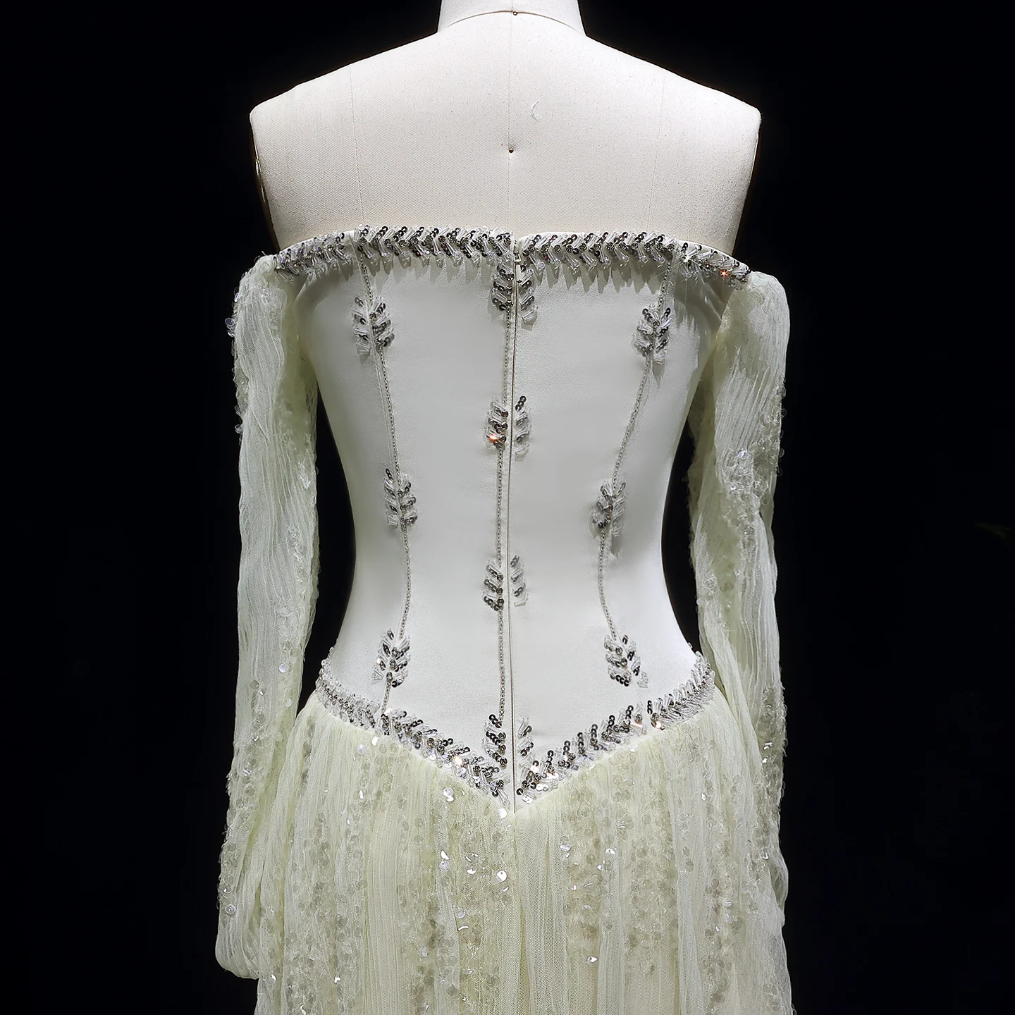 Sharon Said Elegantes Sweetheart-Abendkleid mit Transparenten Langen Ärmeln und Perlen für Hochzeiten, Partys und Bälle SS628 Maßanfertigung – Detail 16