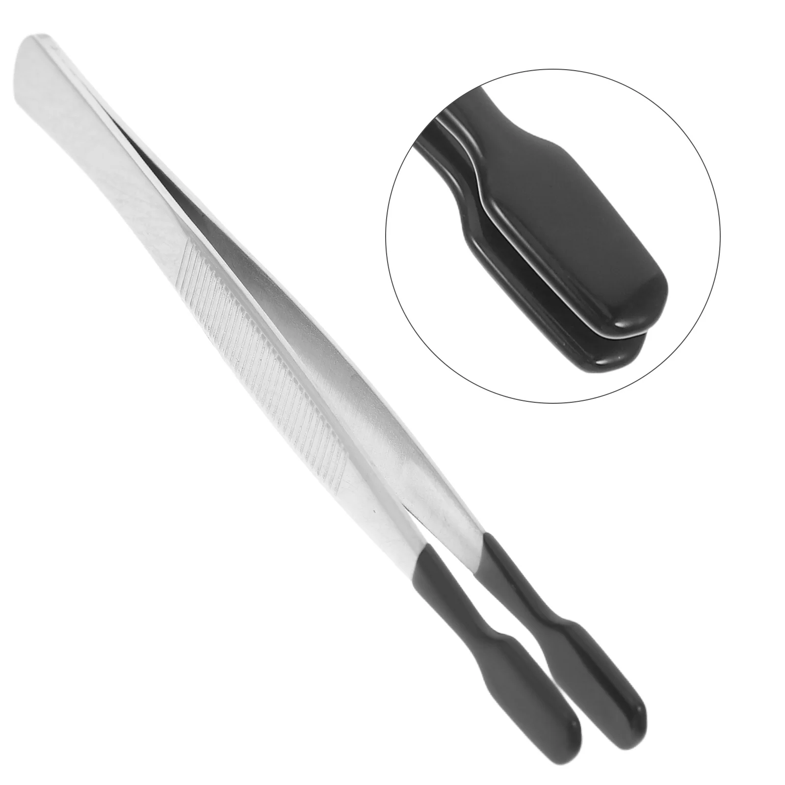 

2pcs Fake Eyelash Tweezers Silicone Tip Non Marring Long Straight Tweezers For Craft Jewelry Coin Stamp Lab Hobby Tools
