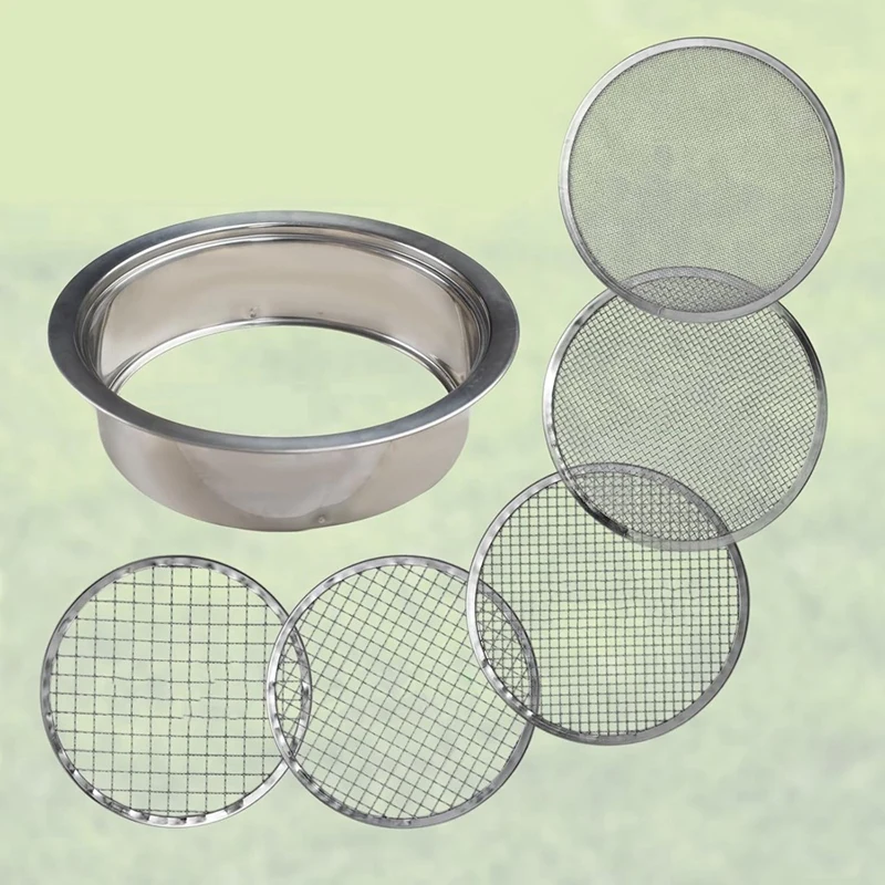 ABFU-Soil Sifter For Rocks,Compost Sifter With 5 Replaceable Mesh, Dirt Sifter For Gardening Soil Weed Sand Cat Litter Bonsai