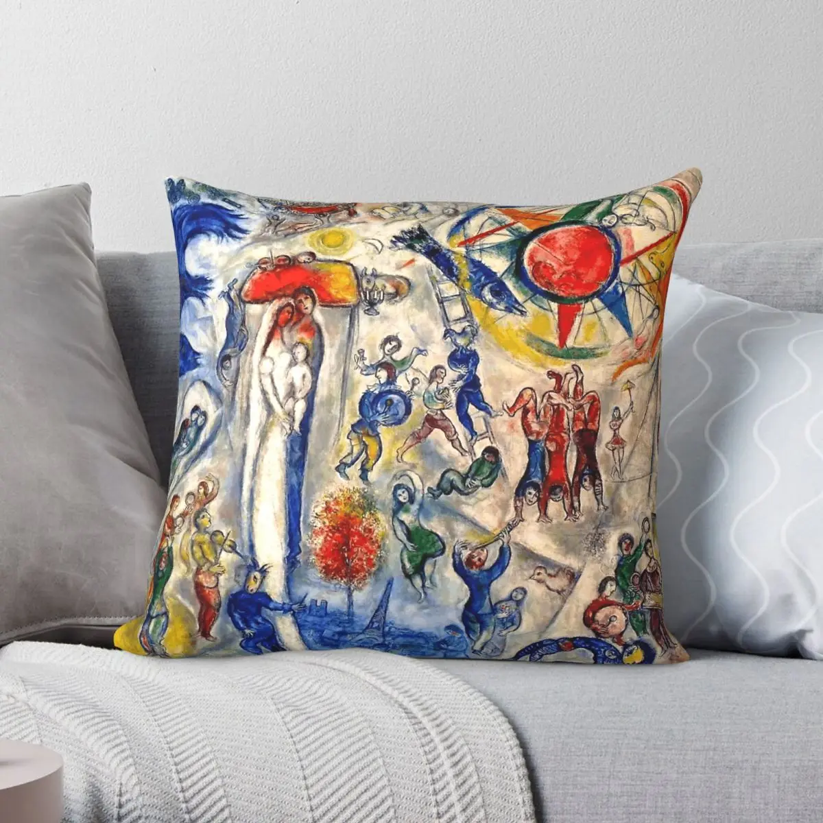 Marc Chagall Surrealism Square Pillowcase Polyester Linen Velvet Pattern Zip Decor Pillow Case Bed Cushion Cover