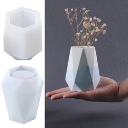 Hexagon Diamond Vases Silicone Molds for DIY Plaster Concrete Pen Holder Planter Mould Home Decor Ornament Handmade Gift